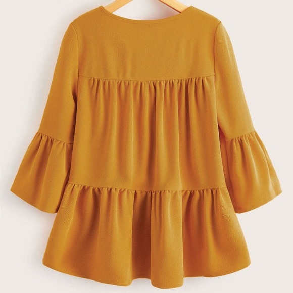 SHIEN Flounce Sleeve Babydoll Peplum Blouse, M - Picture 2 of 8